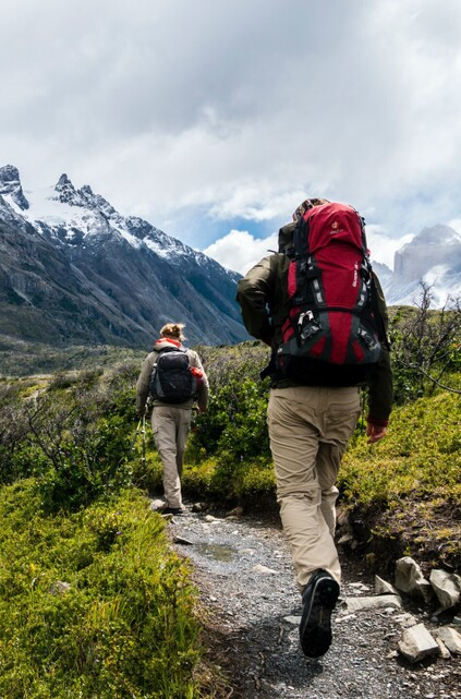 Hikers on a mountain trail